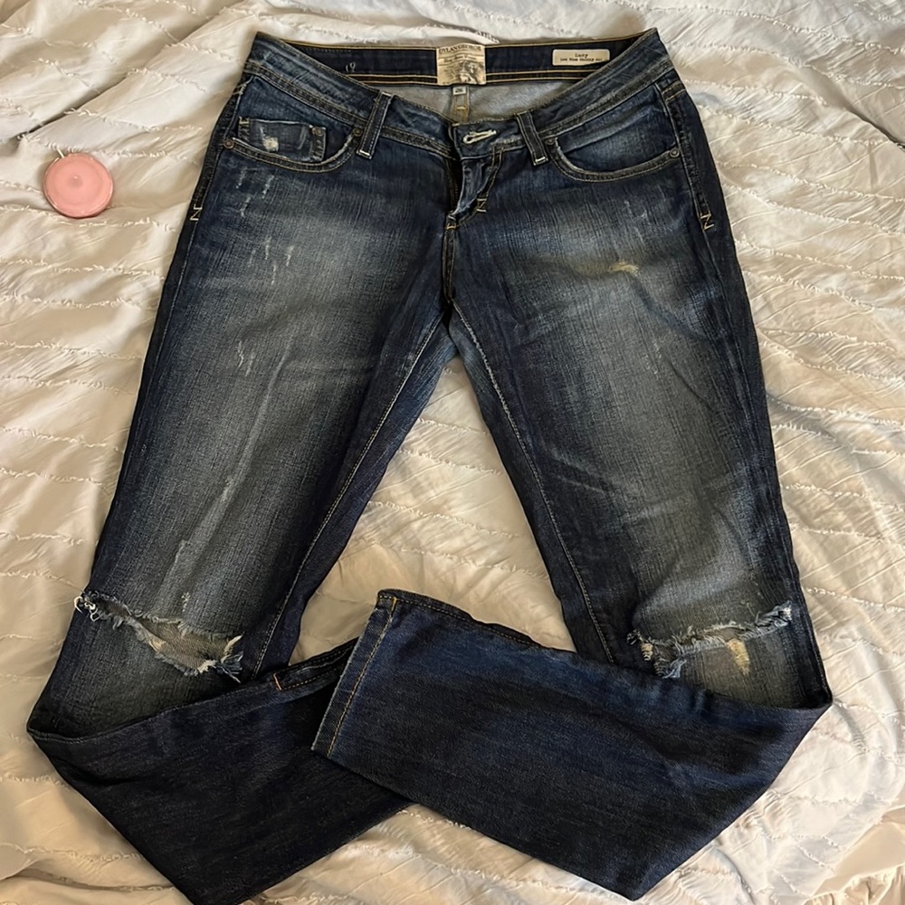 Women's Skinny Jeans - Distressed Blue